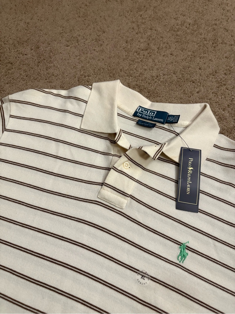 Polo Ralph Lauren Custom Fit Striped Polo Shirt Men's XL Short Sleeve New FLAWS